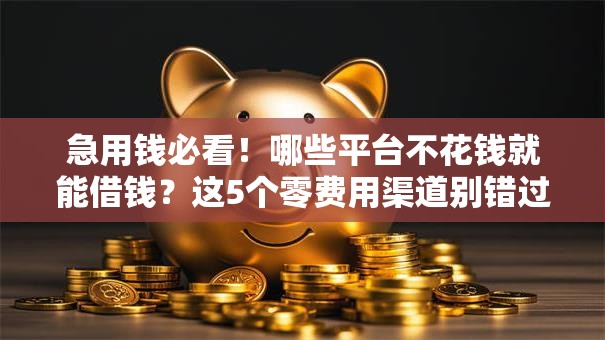 急用钱必看！哪些平台不花钱就能借钱？这5个零费用渠道别错过