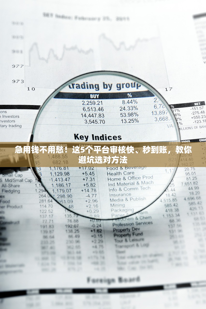 急用钱不用愁！这5个平台审核快、秒到账，教你避坑选对方法