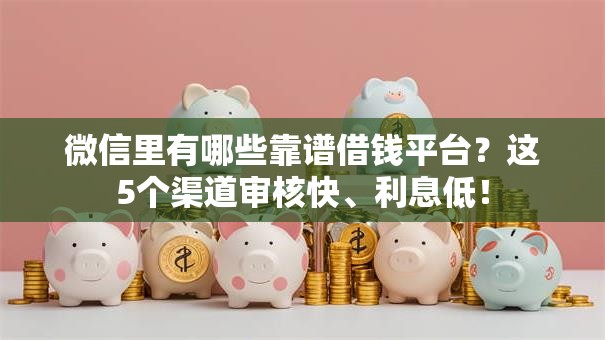 微信里有哪些靠谱借钱平台？这5个渠道审核快、利息低！