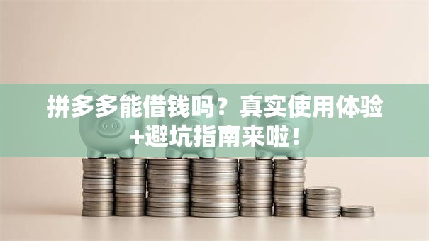 拼多多能借钱吗？真实使用体验+避坑指南来啦！