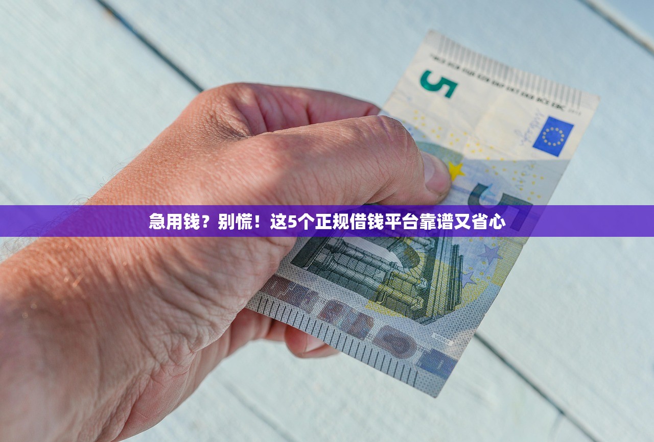 急用钱？别慌！这5个正规借钱平台靠谱又省心