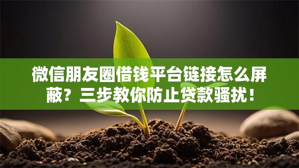 微信朋友圈借钱平台链接怎么屏蔽?三步教你防止贷款骚扰! 微信朋友圈借钱平台链接怎么屏蔽?三步教你防止贷款骚扰!