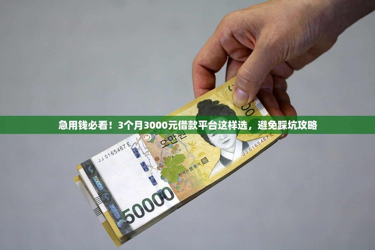 急用钱必看！3个月3000元借款平台这样选，避免踩坑攻略