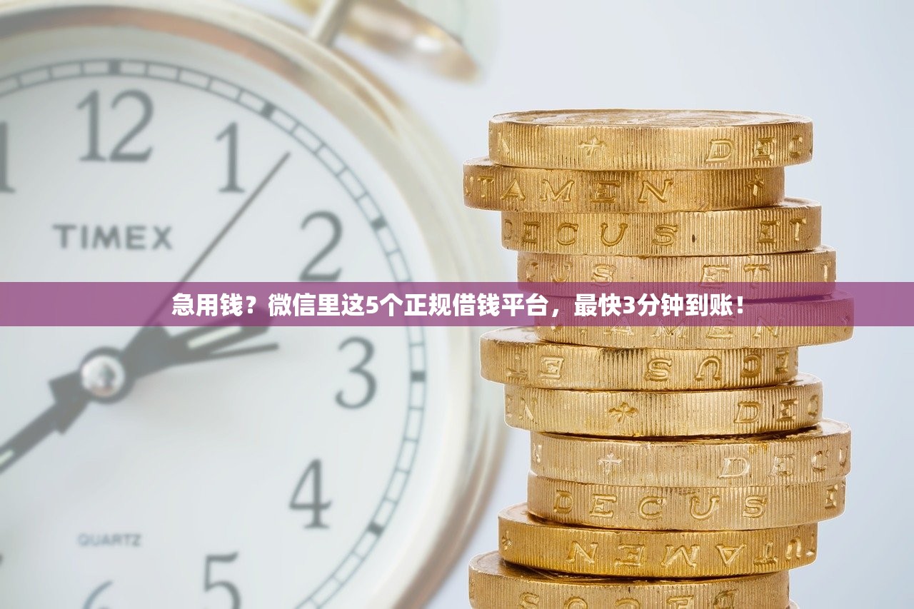 急用钱？微信里这5个正规借钱平台，最快3分钟到账！