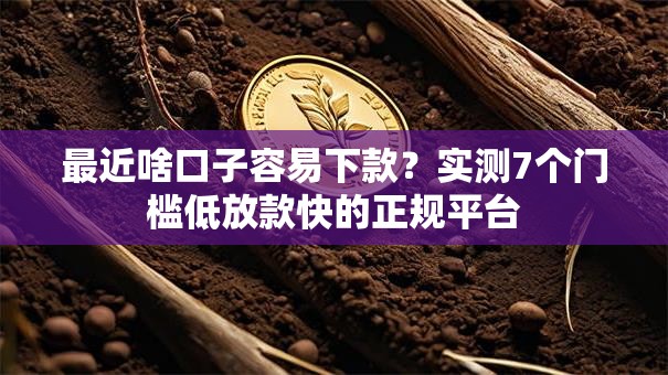 最近啥口子容易下款？实测7个门槛低放款快的正规平台