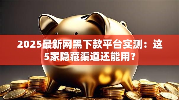 2025最新网黑下款平台实测：这5家隐藏渠道还能用？