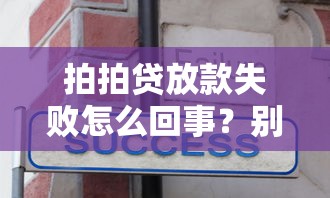 拍拍贷放款失败怎么回事？别慌！这些原因和解决办法要记牢