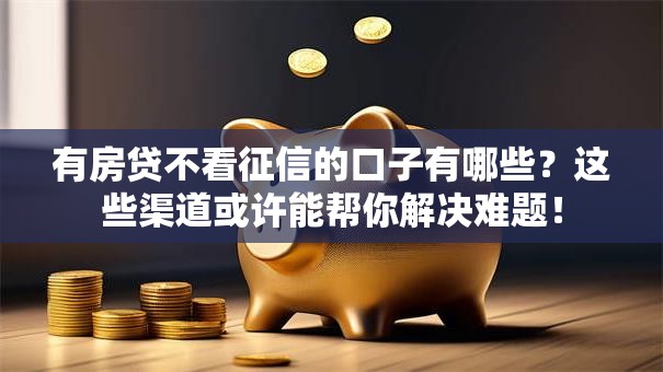 有房贷不看征信的口子有哪些？这些渠道或许能帮你解决难题！