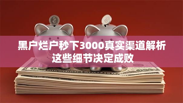 黑户烂户秒下3000真实渠道解析 这些细节决定成败