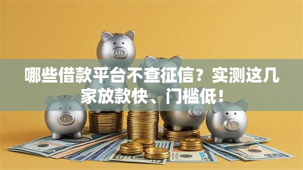 哪些借款平台不查征信？实测这几家放款快、门槛低！