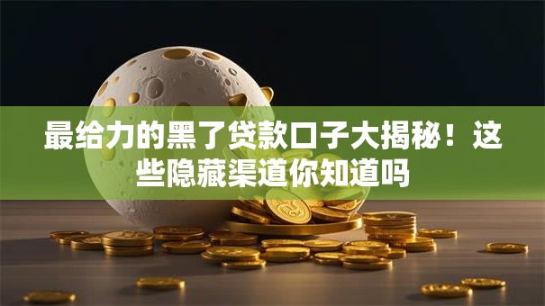 最给力的黑了贷款口子大揭秘！这些隐藏渠道你知道吗