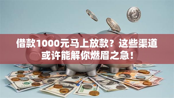 借款1000元马上放款？这些渠道或许能解你燃眉之急！