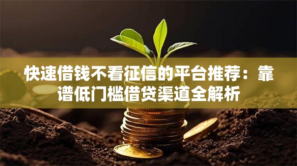 快速借钱不看征信的平台推荐：靠谱低门槛借贷渠道全解析