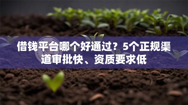 借钱平台哪个好通过？5个正规渠道审批快、资质要求低