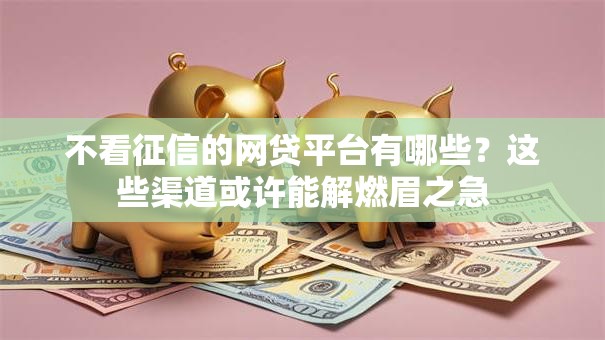 不看征信的网贷平台有哪些？这些渠道或许能解燃眉之急