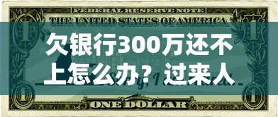 欠银行300万还不上怎么办？过来人教你应对大额债务的实用方法