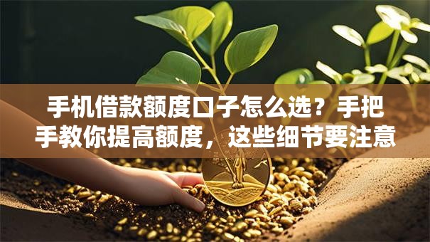 手机借款额度口子怎么选？手把手教你提高额度，这些细节要注意