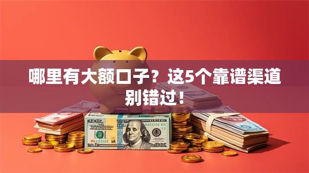 哪里有大额口子？这5个靠谱渠道别错过！
