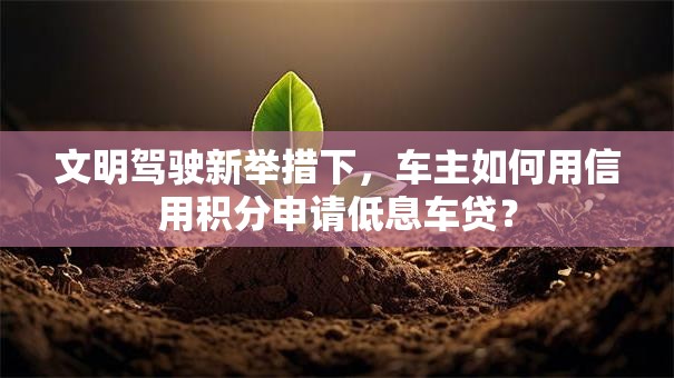 文明驾驶新举措下，车主如何用信用积分申请低息车贷？