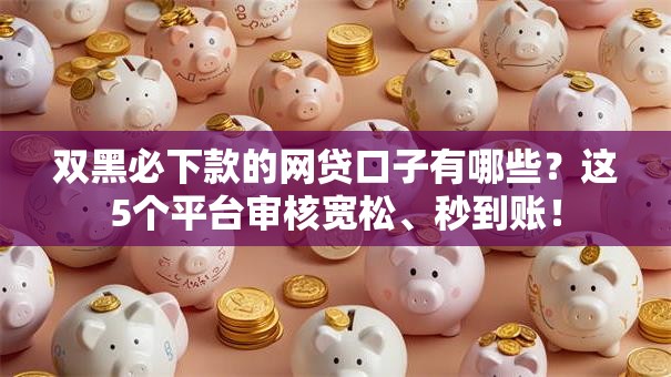 双黑必下款的网贷口子有哪些？这5个平台审核宽松、秒到账！