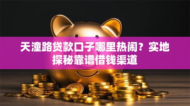 天潼路贷款口子哪里热闹？实地探秘靠谱借钱渠道