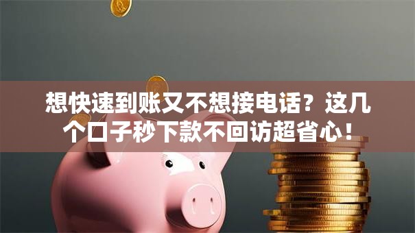 想快速到账又不想接电话？这几个口子秒下款不回访超省心！