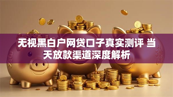 无视黑白户网贷口子真实测评 当天放款渠道深度解析