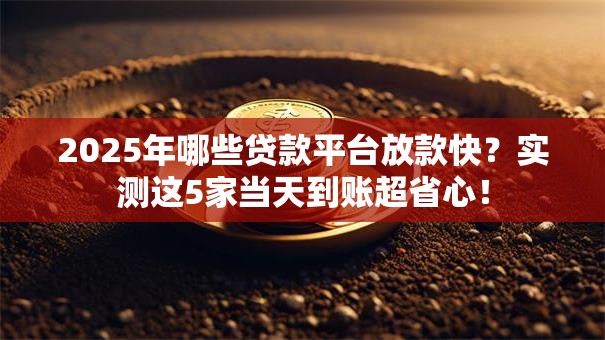 2025年哪些贷款平台放款快？实测这5家当天到账超省心！