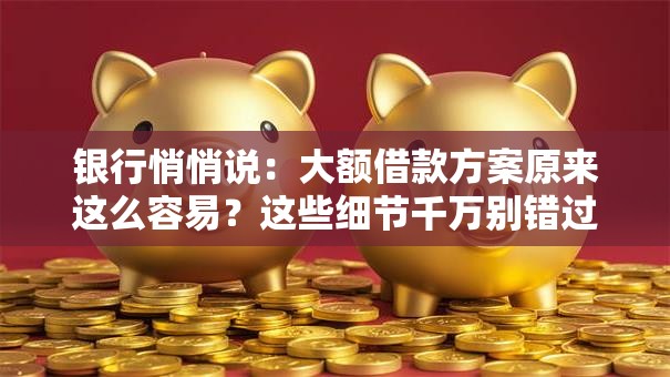 银行悄悄说：大额借款方案原来这么容易？这些细节千万别错过！