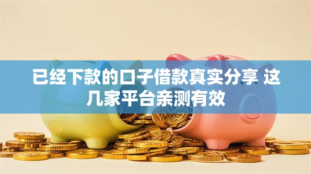 已经下款的口子借款真实分享 这几家平台亲测有效