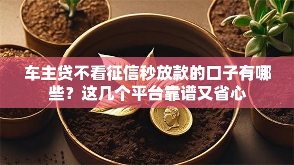 车主贷不看征信秒放款的口子有哪些？这几个平台靠谱又省心