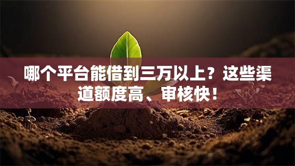 哪个平台能借到三万以上？这些渠道额度高、审核快！
