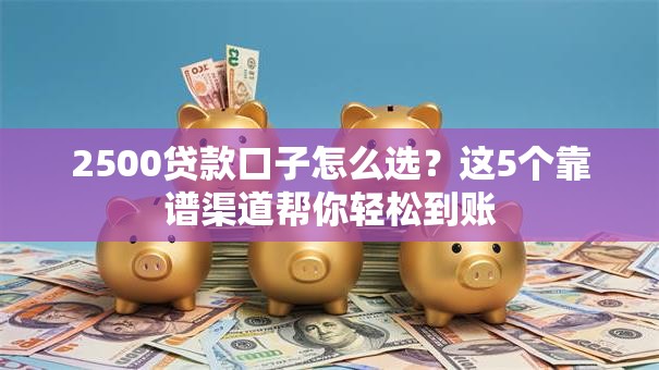 2500贷款口子怎么选？这5个靠谱渠道帮你轻松到账