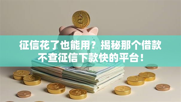 征信花了也能用？揭秘那个借款不查征信下款快的平台！