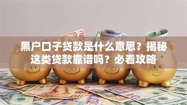 黑户口子贷款是什么意思？揭秘这类贷款靠谱吗？必看攻略