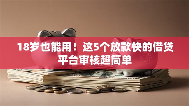 18岁也能用！这5个放款快的借贷平台审核超简单
