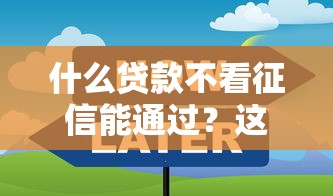 什么贷款不看征信能通过？这几类方式或许适合你