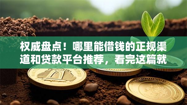 权威盘点！哪里能借钱的正规渠道和贷款平台推荐，看完这篇就懂！