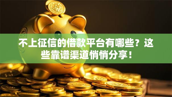 不上征信的借款平台有哪些？这些靠谱渠道悄悄分享！