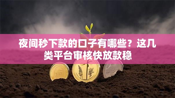 夜间秒下款的口子有哪些?这几类平台审核快放款稳 夜间秒下款的口子有哪些?这几类平台审核快放款稳