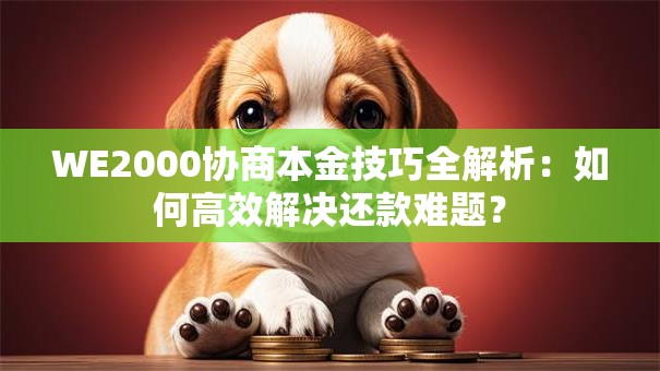 WE2000协商本金技巧全解析：如何高效解决还款难题？