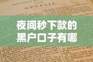 夜间秒下款的黑户口子有哪些？真实评测与避坑指南