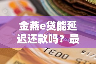 金燕e贷能延迟还款吗？最新政策及申请条件解析
