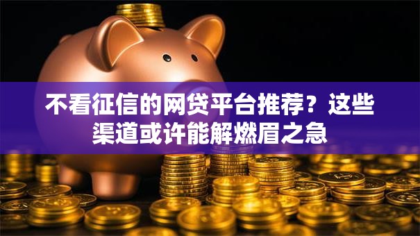 不看征信的网贷平台推荐？这些渠道或许能解燃眉之急