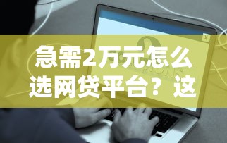 急需2万元怎么选网贷平台？这些渠道快速到账又靠谱