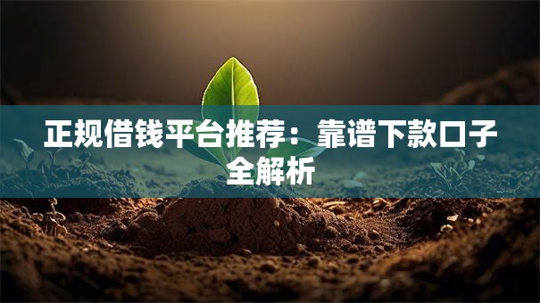 正规借钱平台推荐：靠谱下款口子全解析
