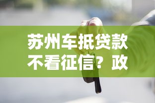 苏州车抵贷款不看征信？政策解读与避坑指南