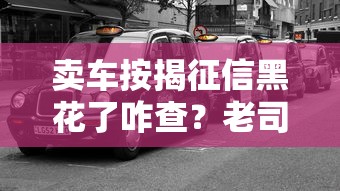 卖车按揭征信黑花了咋查？老司机教你几招轻松搞定！