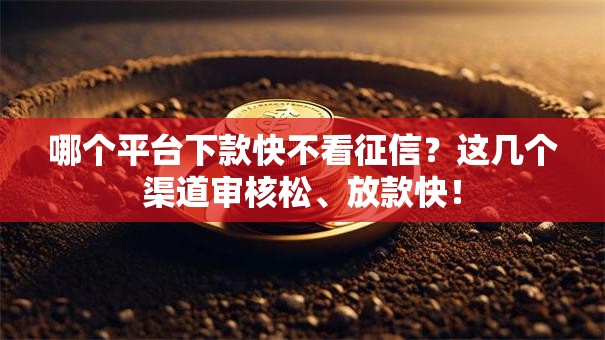 哪个平台下款快不看征信？这几个渠道审核松、放款快！