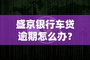 盛京银行车贷逾期怎么办？处理方式全解析